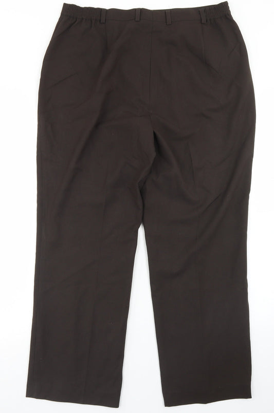 TIME Womens Brown Polyester Dress Pants Trousers Size 18 L27 in Regular Button