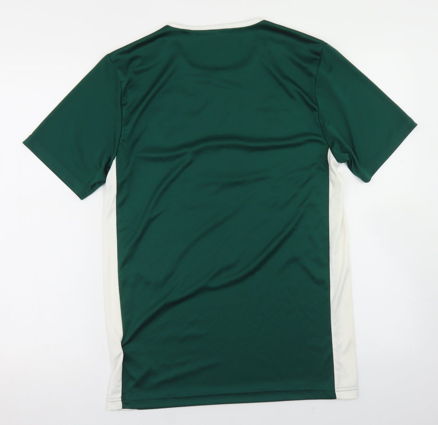 adidas Mens Green Colourblock Polyester  T-Shirt Size S Crew Neck  - Dunloy Football Club