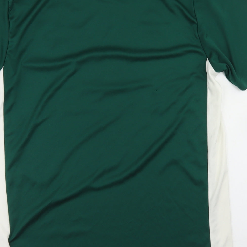 adidas Mens Green Colourblock Polyester  T-Shirt Size S Crew Neck  - Dunloy Football Club