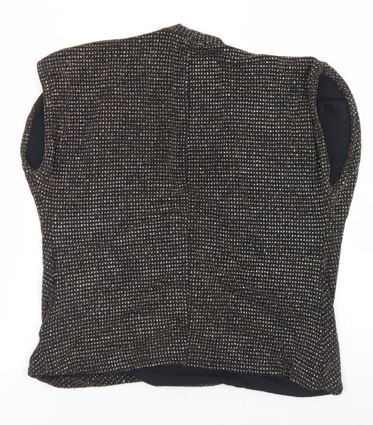 New Look Womens Black Nylon Wrap Blouse Size 8 V-Neck