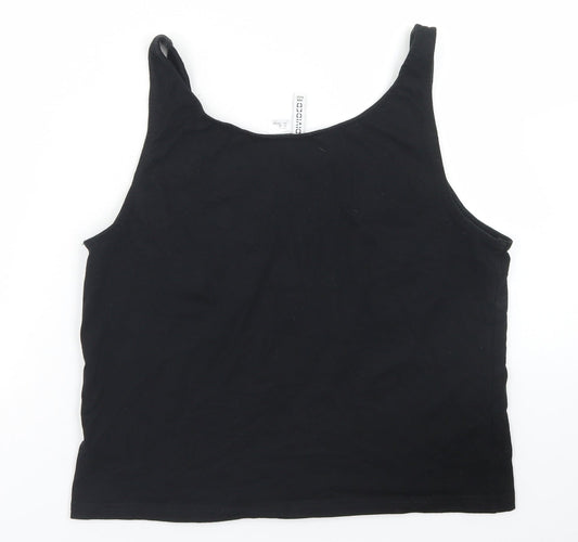 Divided Womens Black Cotton Cropped Tank Size XL Round Neck