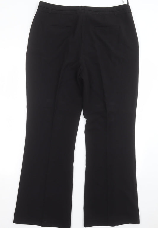 M&Co Womens Black Polyester Trousers Size 14 L29 in Regular Hook & Eye