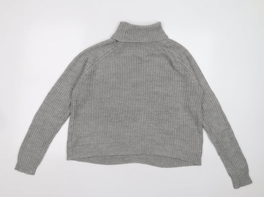 Only Womens Grey Roll Neck Acrylic Pullover Jumper Size XL