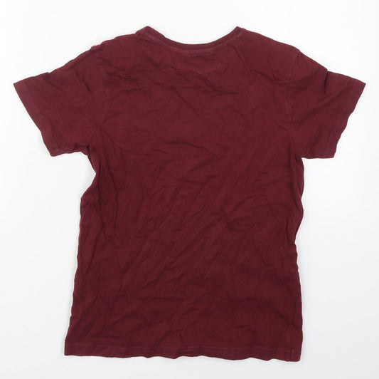 George Boys Red Cotton Basic T-Shirt Size 10-11 Years Crew Neck Pullover - LA Urban Vibes