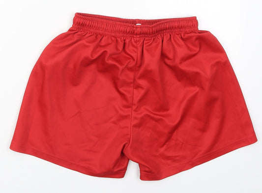 Preworn Boys Red Polyester Sweat Shorts Size 4 Years Regular Drawstring - Kellogs
