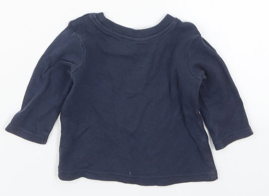 George Boys Blue Cotton Basic T-Shirt Size 0-3 Months Crew Neck Pullover