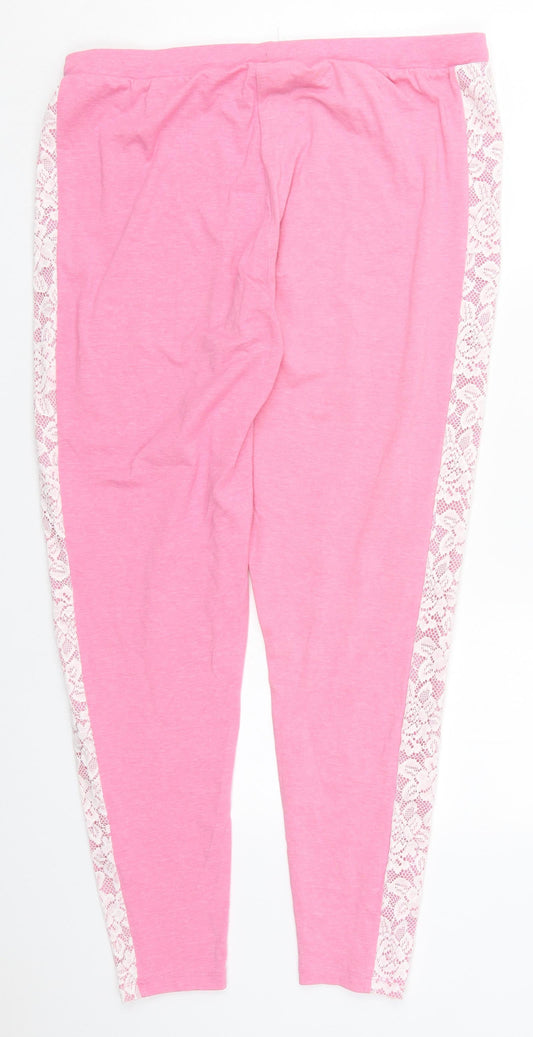 Dunnes Womens Pink Viscose Trousers Size 34 in L29 in Regular Drawstring - Pyjama Pants