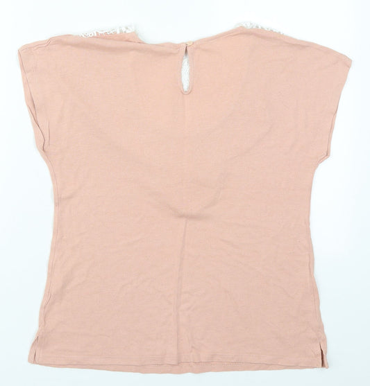 Cotton Brothers Womens Pink Viscose Basic T-Shirt Size XS Round Neck