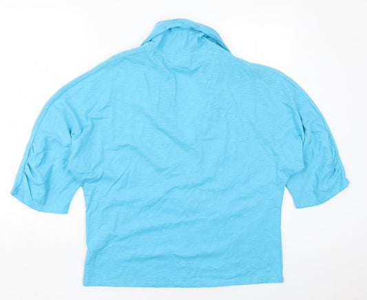 IZ Womens Blue Collared Cotton Cardigan Jumper Size L