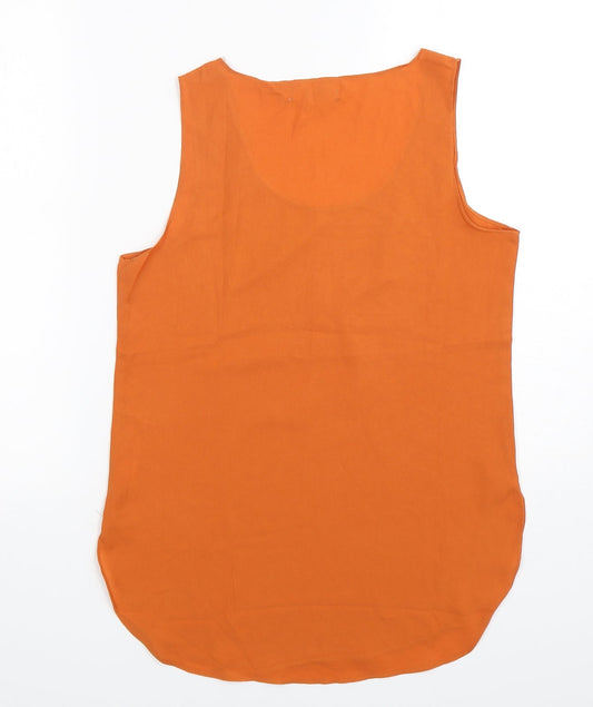 Vera & Lucy Womens Orange Polyester Basic Tank Size M Round Neck
