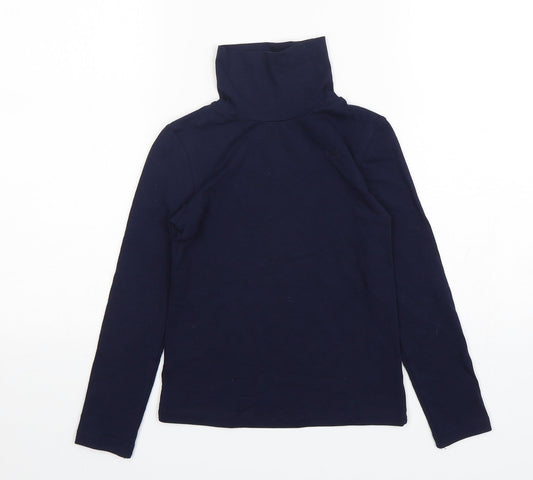 St Bernard Girls Blue Cotton Basic T-Shirt Size 7 Years Roll Neck Pullover