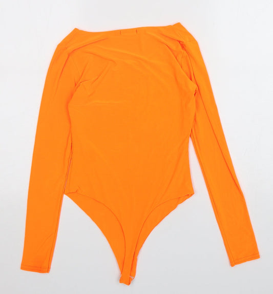 Boohoo Womens Orange Polyester Playsuit One-Piece Size 8 Snap
