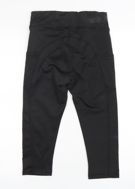 Preworn Womens Black Polyester Pedal Pusher Leggings Size S L18 in Regular