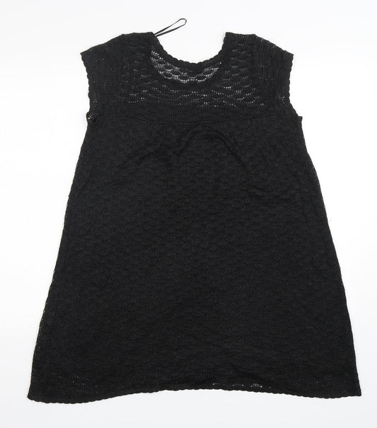 Influence Womens Black Round Neck Acrylic Vest Jumper Size M