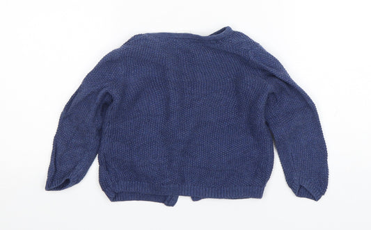 H&M Girls Blue Floral Cotton Cardigan Jumper Size 18-24 Months Button