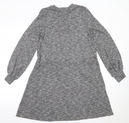 TU Womens Grey Viscose Fit & Flare Size 8 Round Neck