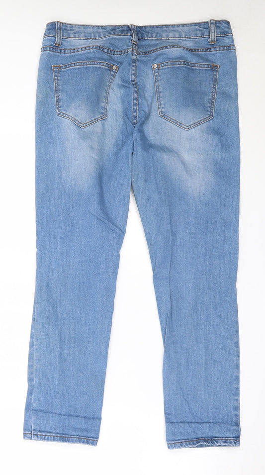 Lottie Womens Blue Cotton Straight Jeans Size 12 L26.5 in Regular Button