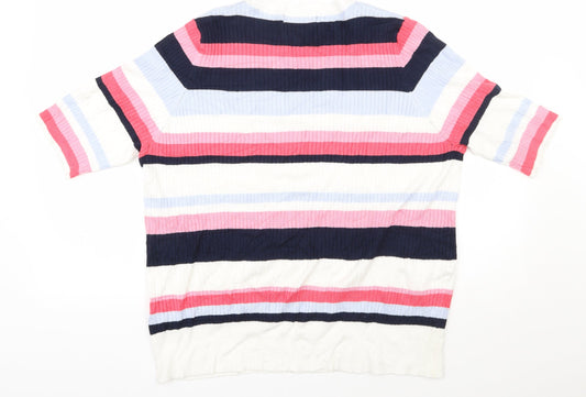 Marks and Spencer Womens Multicoloured Round Neck Striped Viscose Pullover Jumper Size 20