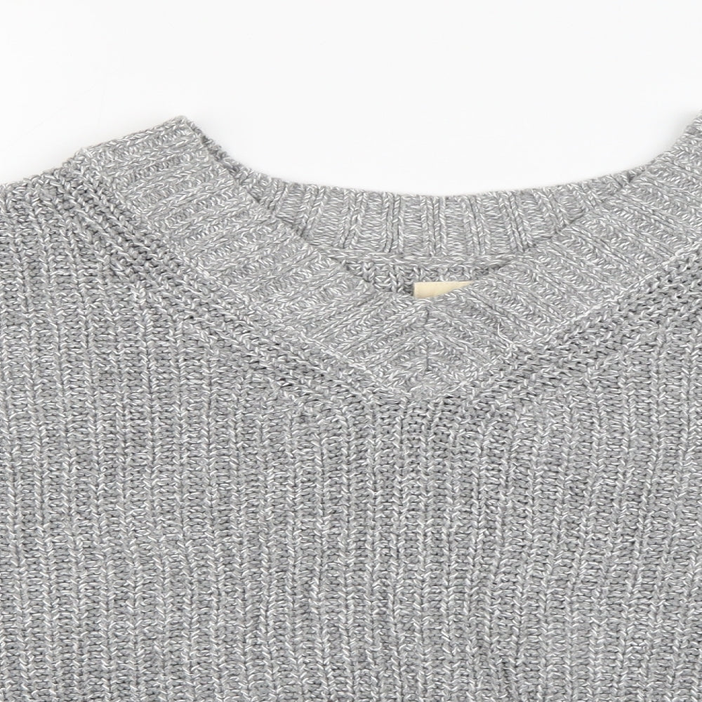 Hollister Womens Grey V-Neck  Cotton Pullover Jumper Size S