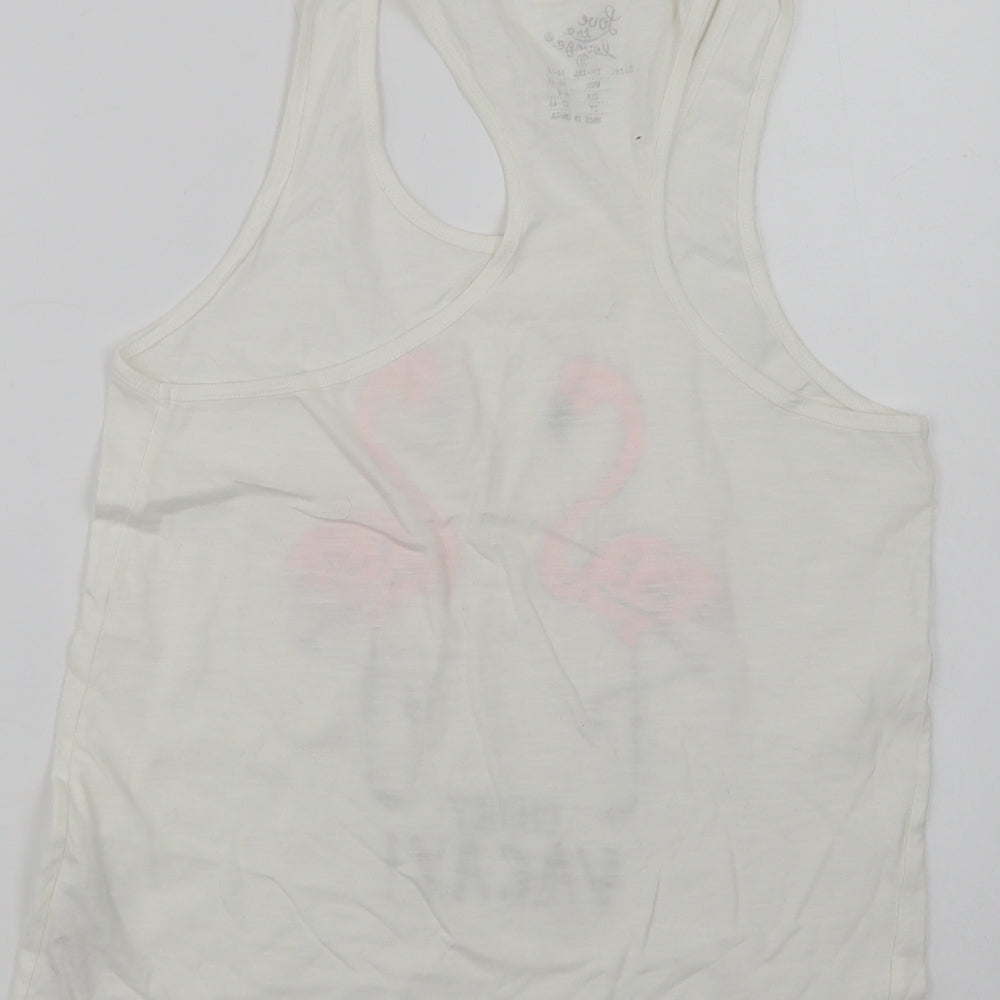 Primark Womens White Solid Cotton Top Pyjama Top Size 10 - Flamingo