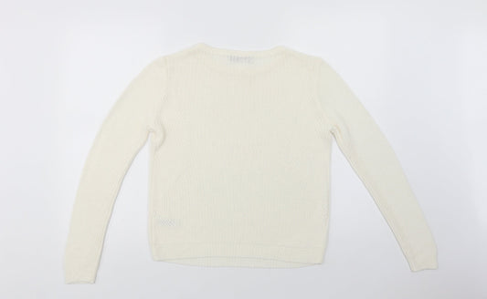Autogra Womens Ivory Crew Neck Acrylic Pullover Jumper Size 12