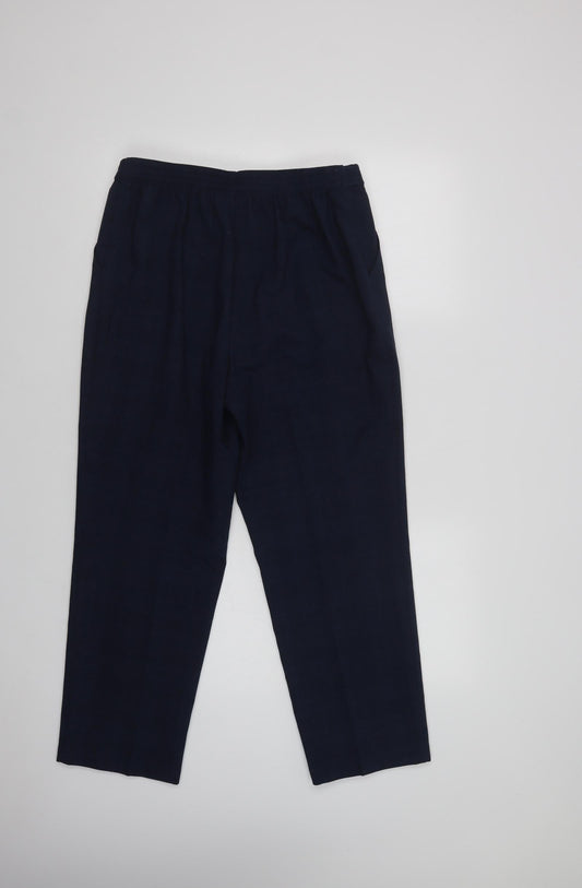 Marks and Spencer Womens Blue Check Polyester Dress Pants Trousers Size 12 L28 in Regular