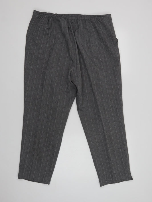Preworn Womens Grey Striped Polyester Dress Pants Trousers Size 18 L28 in Regular