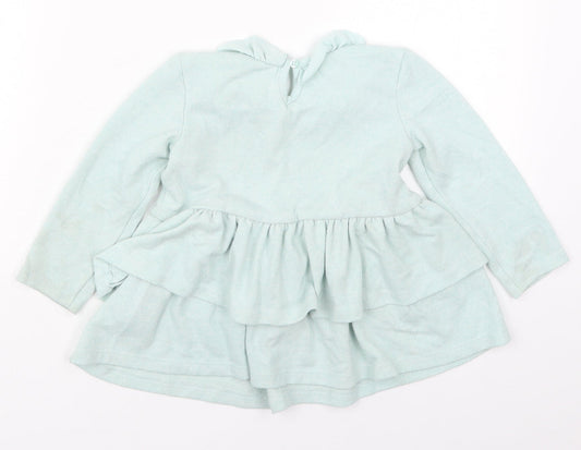 Matalan Girls Green Polyester Skater Dress Size 4-5 Years Round Neck Button - Be Kind