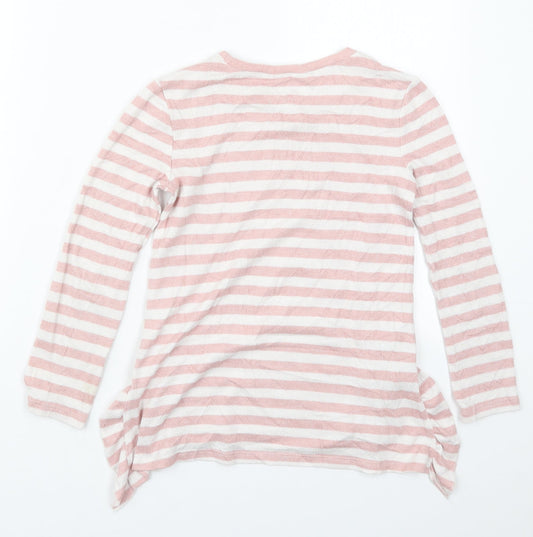 Gap Girls Pink Round Neck Striped Viscose Pullover Jumper Size 5 Years Pullover