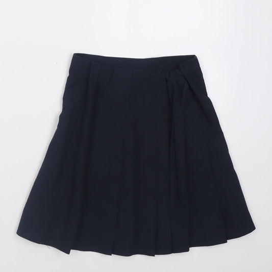 Marks and Spencer Girls Blue Polyester A-Line Skirt Size 7-8 Years Regular Pull On - School Wear