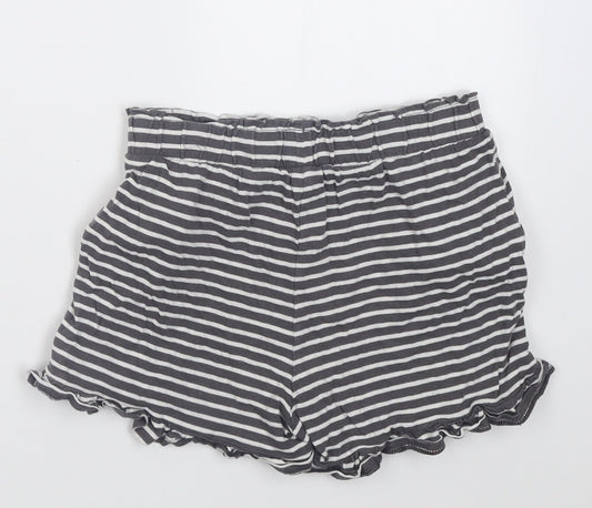 TU Girls Grey Striped Cotton Bermuda Shorts Size 11 Years Regular Tie
