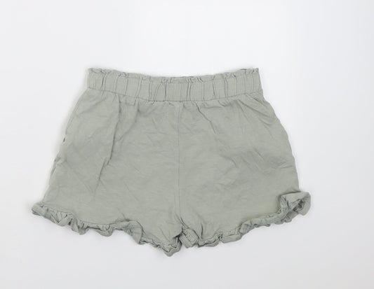 TU Girls Green Cotton Bermuda Shorts Size 11 Years Regular Tie