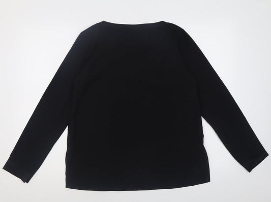 ESMARA Womens Black Polyester Basic Blouse Size 12 Crew Neck