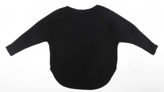 Debenhams Womens Black Round Neck Acrylic Henley Jumper Size 16