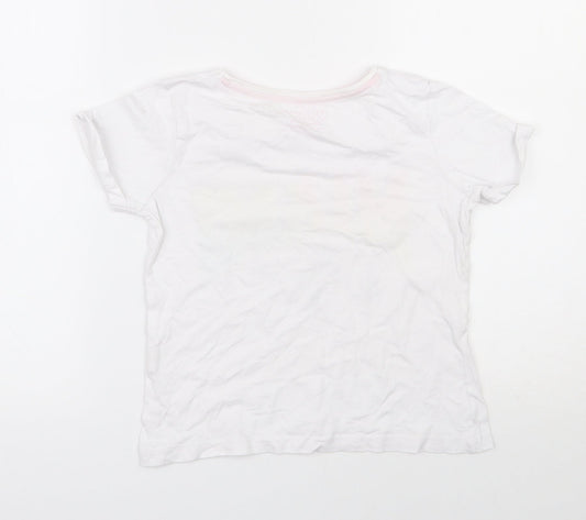Primark Girls White 100% Cotton Basic T-Shirt Size 8-9 Years Round Neck Pullover - Miami
