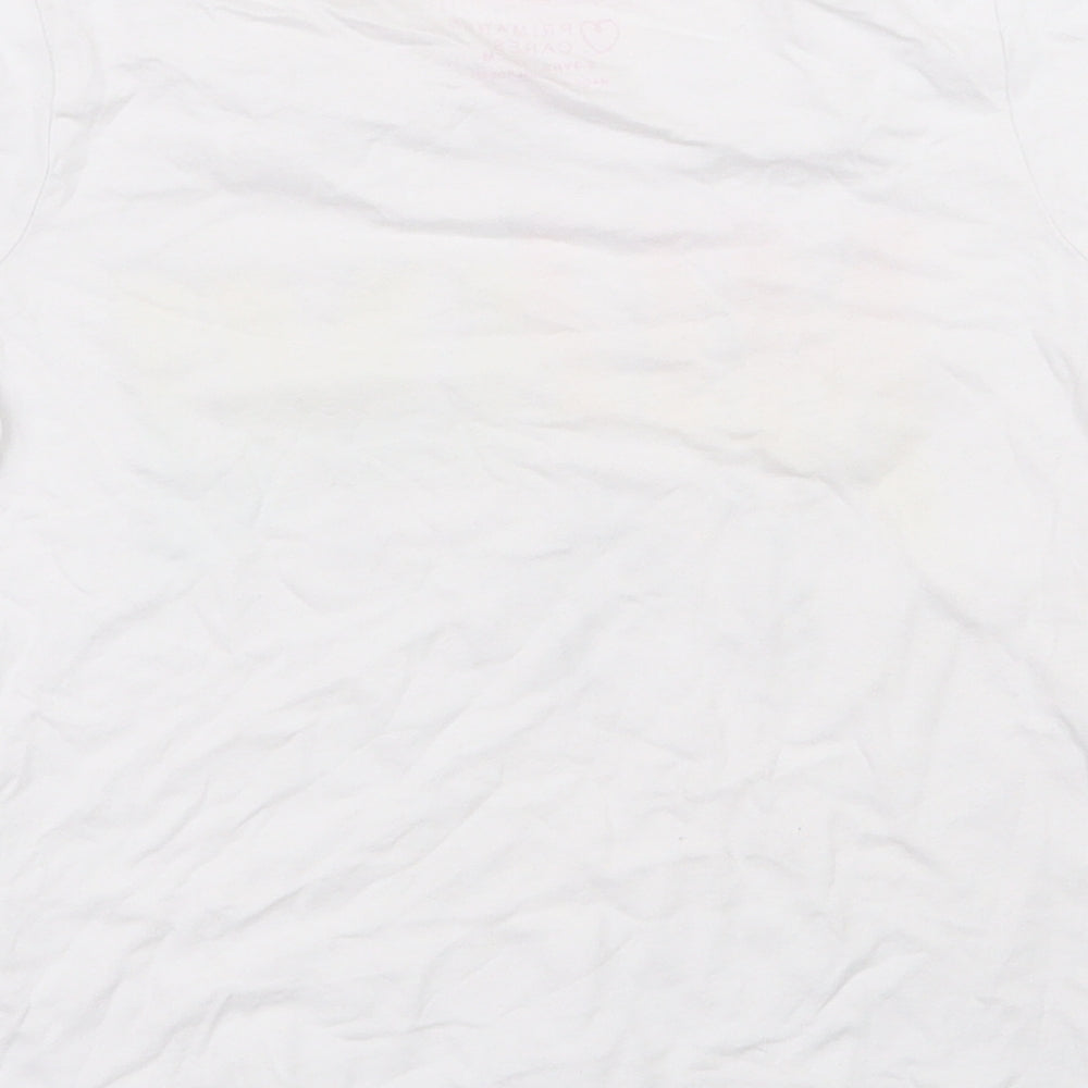 Primark Girls White 100% Cotton Basic T-Shirt Size 8-9 Years Round Neck Pullover - Miami