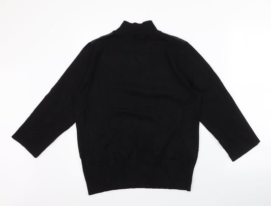 Cable & Gauge Womens Black Round Neck Viscose Pullover Jumper Size M - Mesh Shoulders
