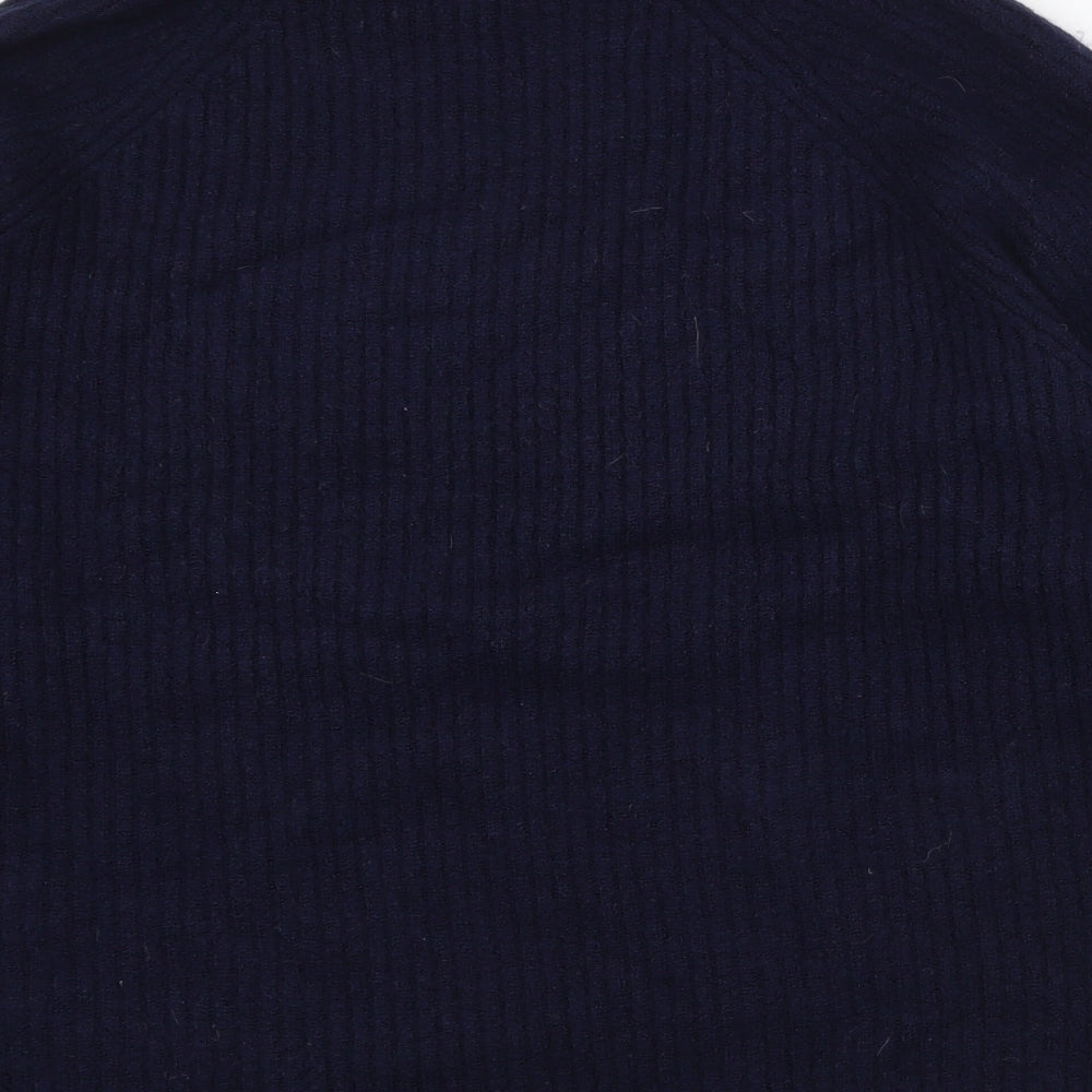 First Avenue Womens Blue Roll Neck Striped Acrylic Pullover Jumper Size M