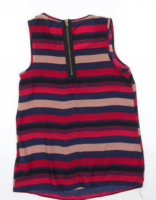 New Look Womens Multicoloured Striped Polyester Basic Blouse Size 8 Round Neck