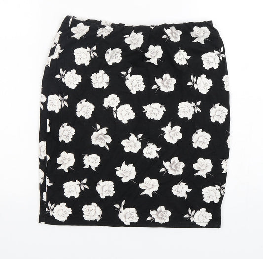 New Look Girls Black Floral Polyester Mini Skirt Size 12-13 Years Regular