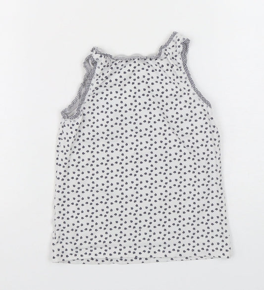 NEXT Girls Multicoloured Floral Cotton Basic Tank Size 5-6 Years Round Neck