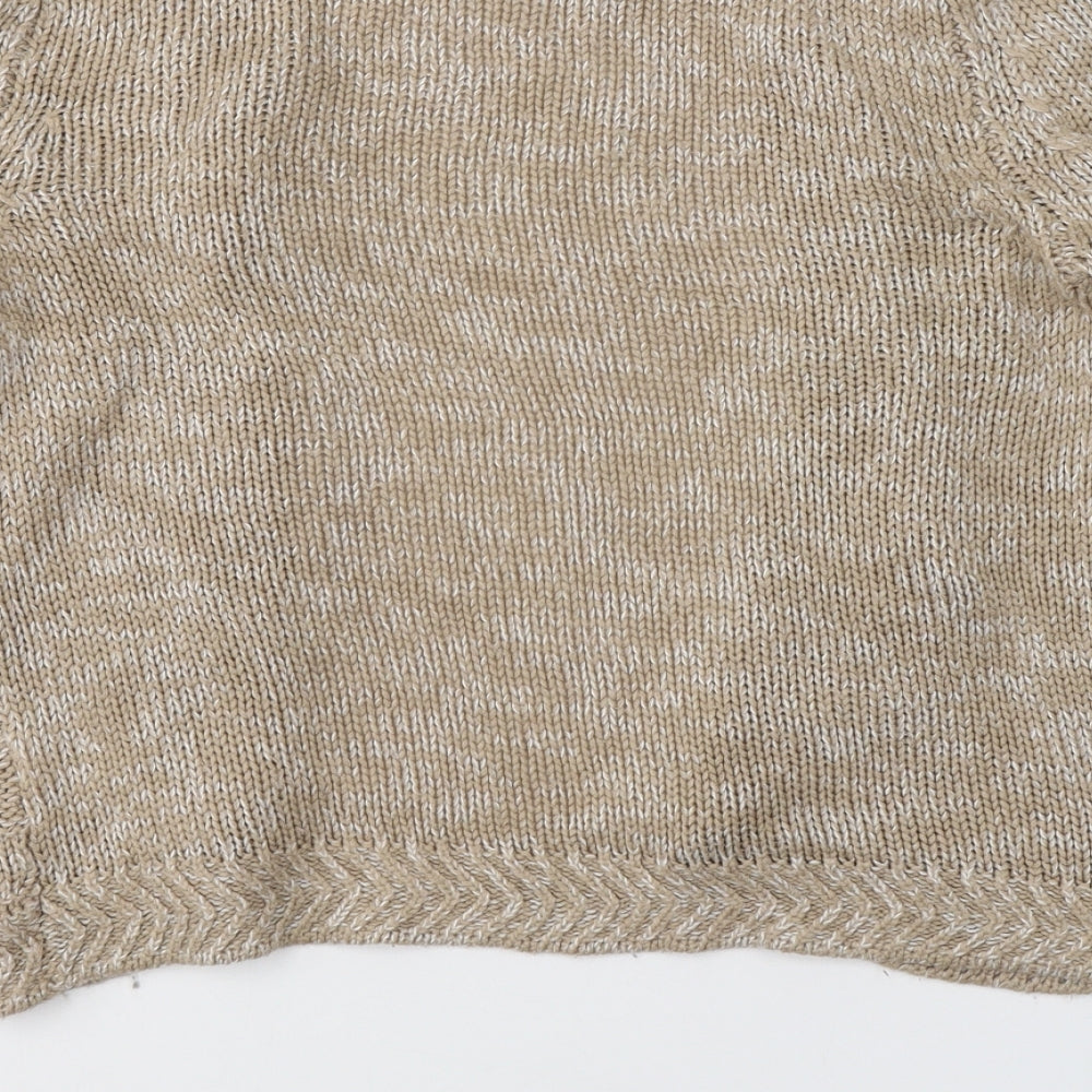 Bonmarché Womens Beige V-Neck Acrylic Cape Jumper Size XS