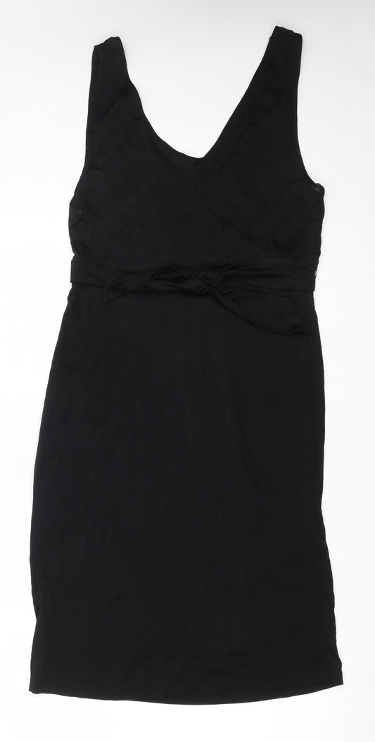 Oltre Womens Black Viscose Fit & Flare Size XL V-Neck