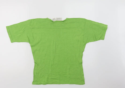 Nordstrom Womens Green Cotton Basic Blouse Size M Crew Neck