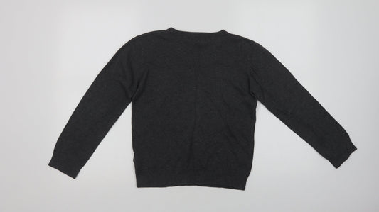 Debenhams Boys Grey V-Neck Cotton Pullover Jumper Size 9-10 Years - School Wear