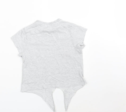 PEP & CO Girls Grey Cotton Basic T-Shirt Size 7-8 Years Round Neck