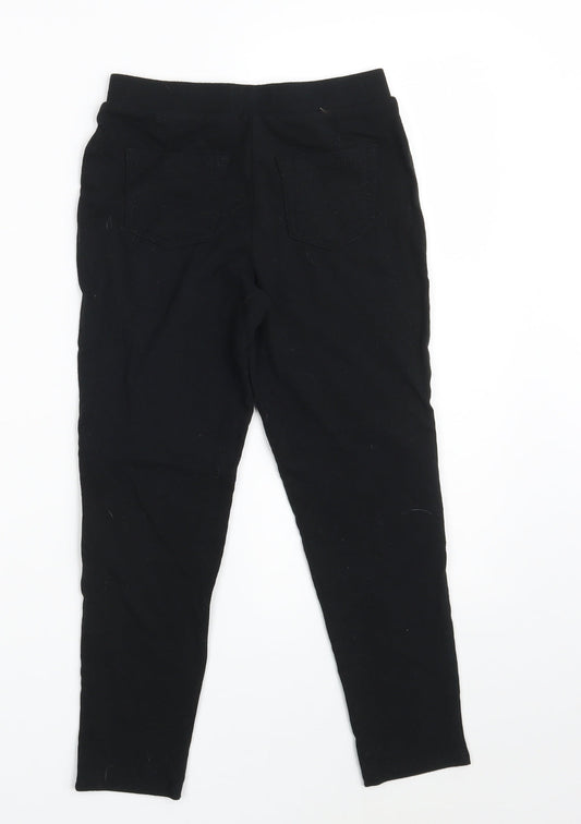 Matalan Girls Black Cotton Jogger Trousers Size 9 Months L20 in Slim - Leggings