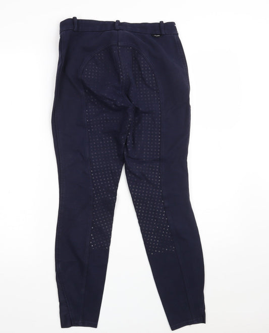 DECATHLON Womens Blue Cotton Compression Trousers Size S L26 in Slim Zip