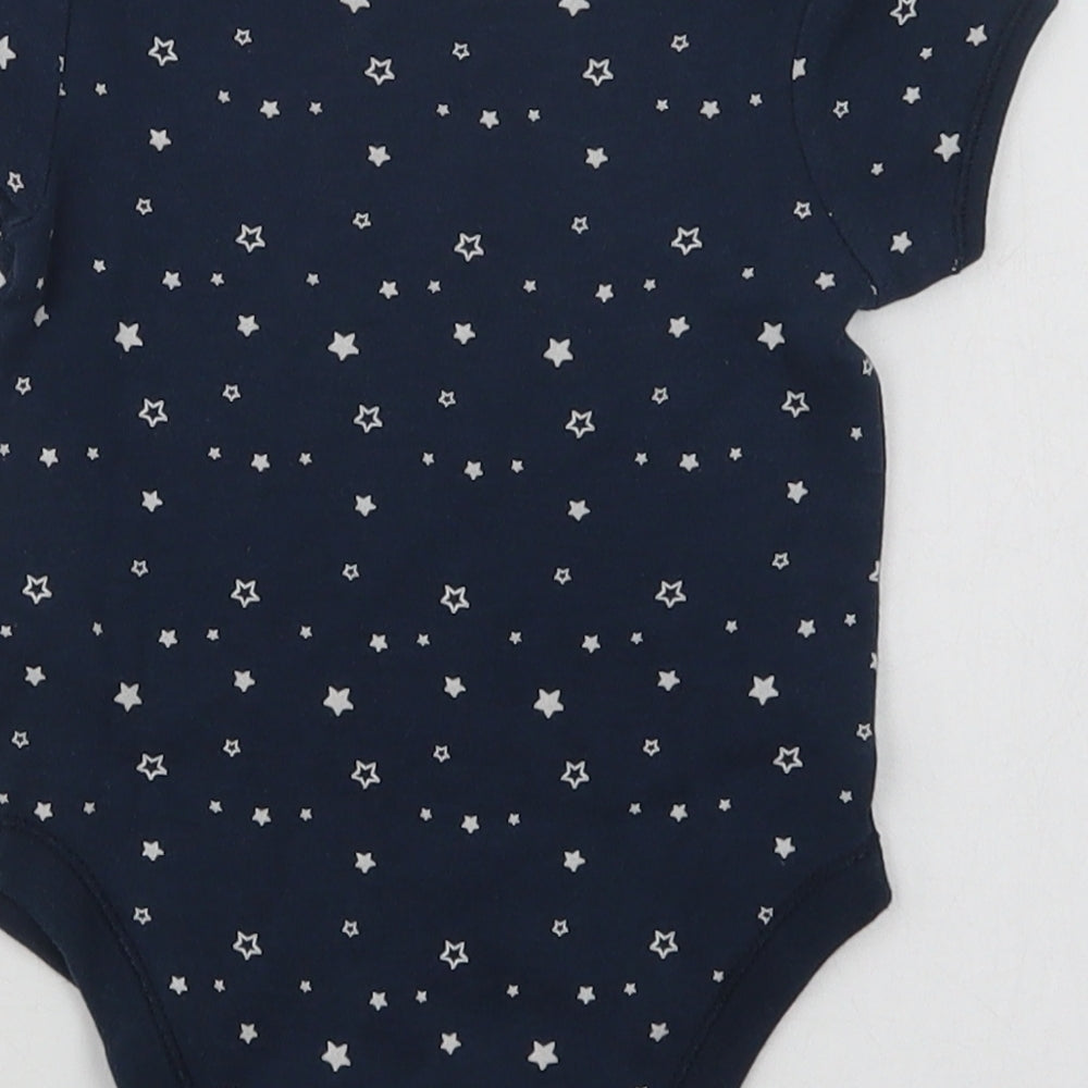 Primark Baby Blue Geometric Cotton Romper One-Piece Size 12-18 Months Snap - Star Print