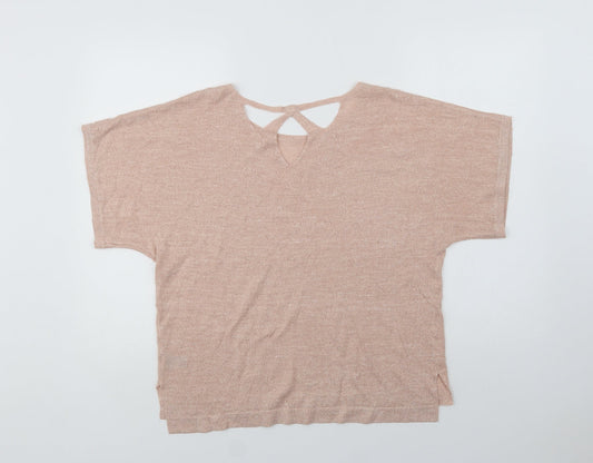 Marks Womens Pink Acrylic Basic Blouse Size 14 Crew Neck